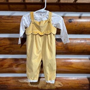 Rachel Zoe Yellow baby girl mustard yellow Overalls 6-9 month